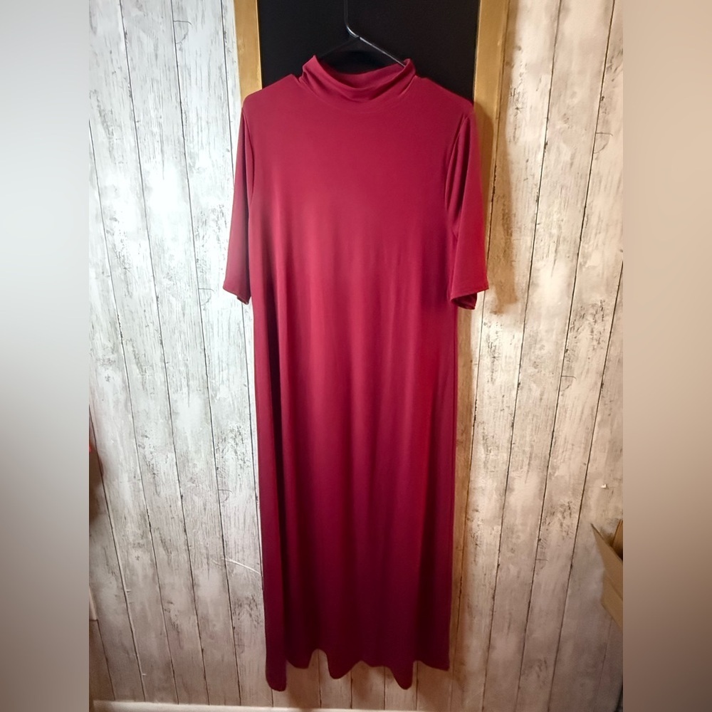Chico's Women's XL Berry Compote Mock Neck Maxi Dress Event Holiday Career